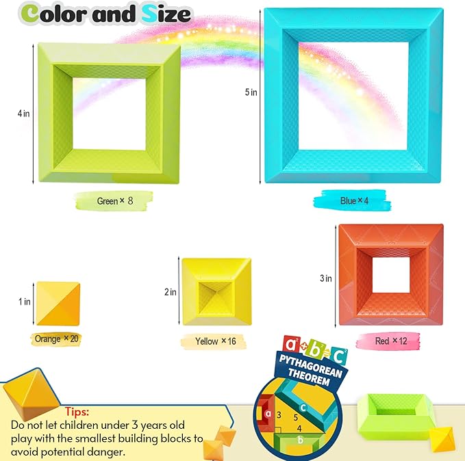 Montessori Toys for 1 2 3 4 Year Old, 60 PCS Stacking Toys Building Blocks for Toddlers 1-3 Sensory Toys for Age 2-4 Preschool Learning Activities Stem Educational Pyramid Gifts for Kids Boys Girls