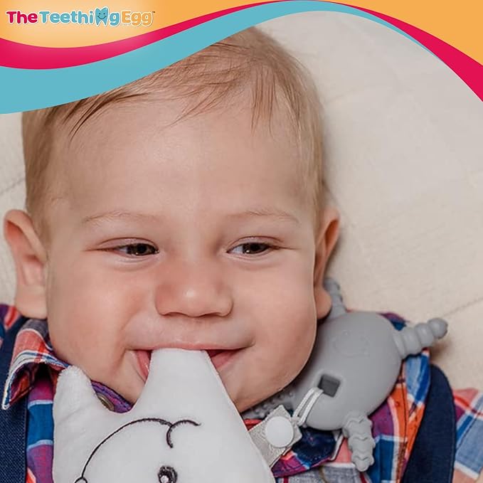 The Official Molar Magician Baby Teether - Freezable Molar Teething Toy for Baby, Infant & Toddler - Made in The USA - Sensory Toy 3-12, up to 18 Months, Gray