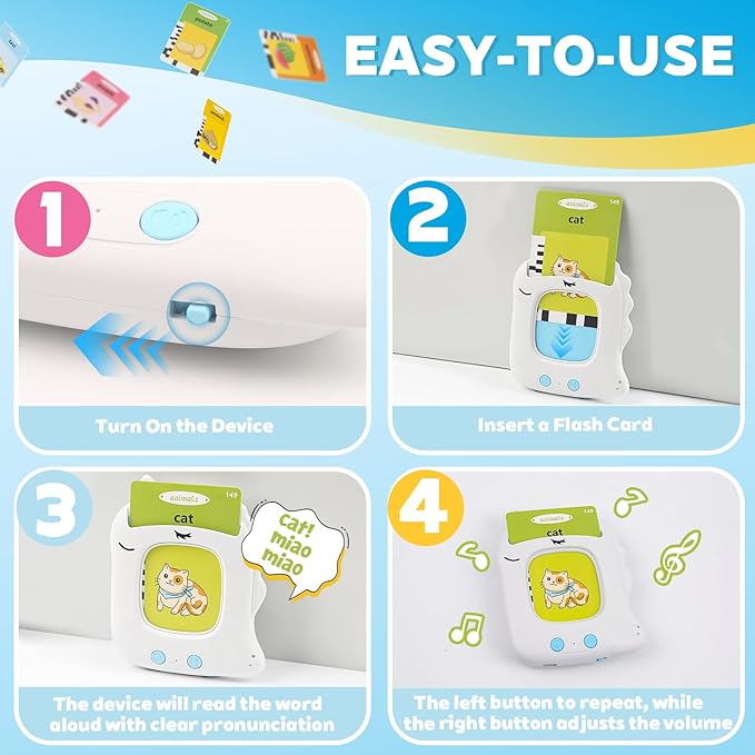 Toddler Toys Talking Flash Cards for Age 1 2 3 4 5 Years Old Boys and Girls, Montessori Language Learning with 224 Words, Pocket Speech Therapy and Autism Sensory Toys, Educational Gifts for Kids