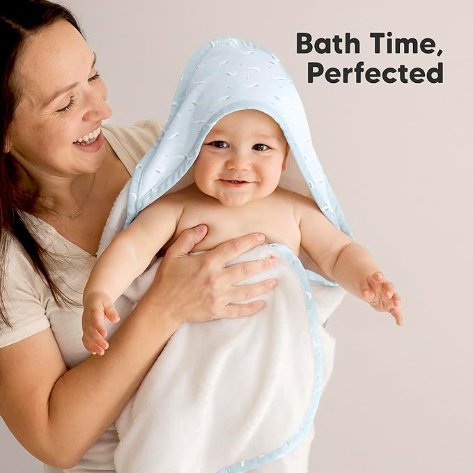 KeaBabies Hooded Baby Towel for Newborn - Viscose Derived from Bamboo Large Baby Bath Towels with Hood for Boys, Girls, Toddler, Extra Absorbent & Soft Newborn Bath Essentials (Beach Day)