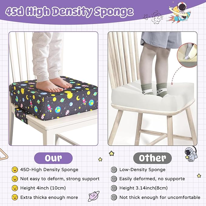 Booster Seat for Dining Table, Toddler Booster Seat for Dining Table with Safety Buckles, Anti-Scratch Easy Cleaning Toddler Seat for Table