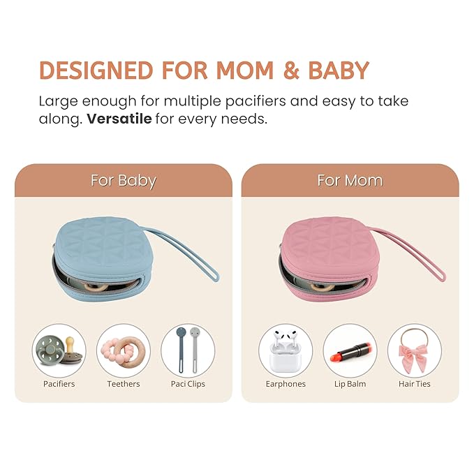 Silicone Pacifier Case for Diaper Bag, Newborn Baby Pacifier Holder Case For Boys & Girls (Color 3)