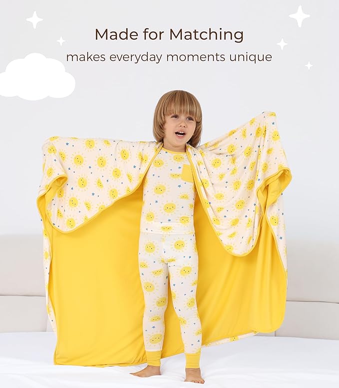 Premium Baby Blanket, Stretchy Quilt for Kid, Soft Crib Bedding for Newborn Baby and Toddler, Nursery Blanket for Boys and Girls, Viscose Made from Bamboo, 50'' x 50'' Sun