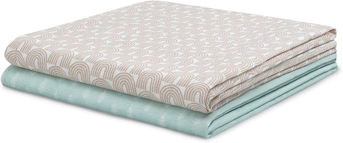 Delta Children 100% Cotton Muslin Baby Receiving Blankets for Girls and Boys – 47x47 Inches (Pack of 2), Neutral Boho
