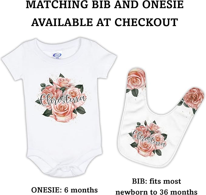 Floral Personalized Baby Blankets for Girls, Customized Baby Blankets for Girls, Best Gift for Baby Girl, Newborn, New Mom, Super Soft Plush Fleece, 30''x40'' Rose