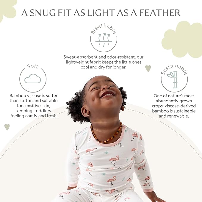 Toddler Pajamas – 95% Bamboo Viscose, 5% Spandex – Soft, Breathable Long-Sleeve Pajama Set for Kids, Sleepwear, Imported