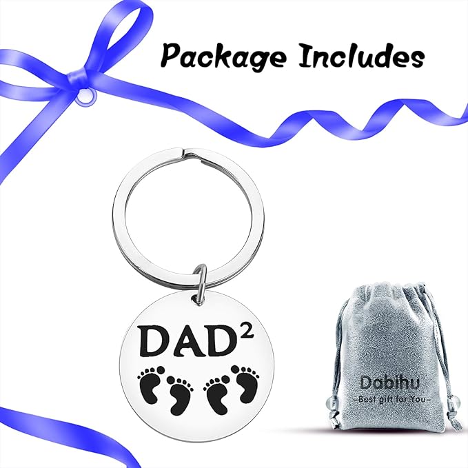 Twins Dad Keychain Fathers Day Keyring for Twins Dad Pregnancy Announcement Gifts Baby Announcement Keyring Daddy to Be Gifts Christmas Birthday Present for Papa Father Thanksgiving Day