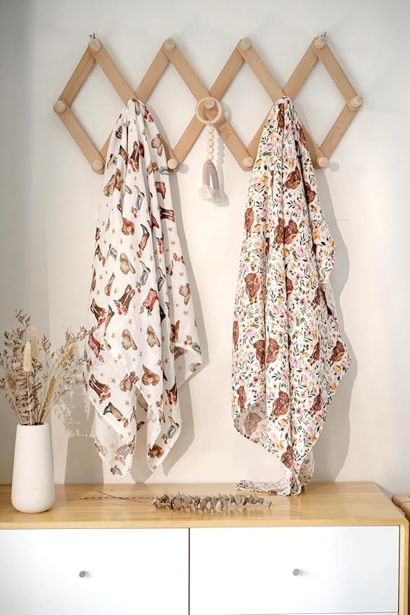 ittle Jump Muslin Swaddle Blankets for Boys Girls, 2 Pack Receiving Baby Blanket Large 47 x 47 inches, Soft Breathable Swaddling Wrap for Unisex Newborn (2 Pack Cow Girls)