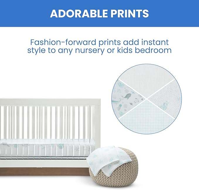 Delta Children 100% Cotton Muslin Baby Receiving Blankets for Girls and Boys – 47x47 Inches (Pack of 4), Sea Life