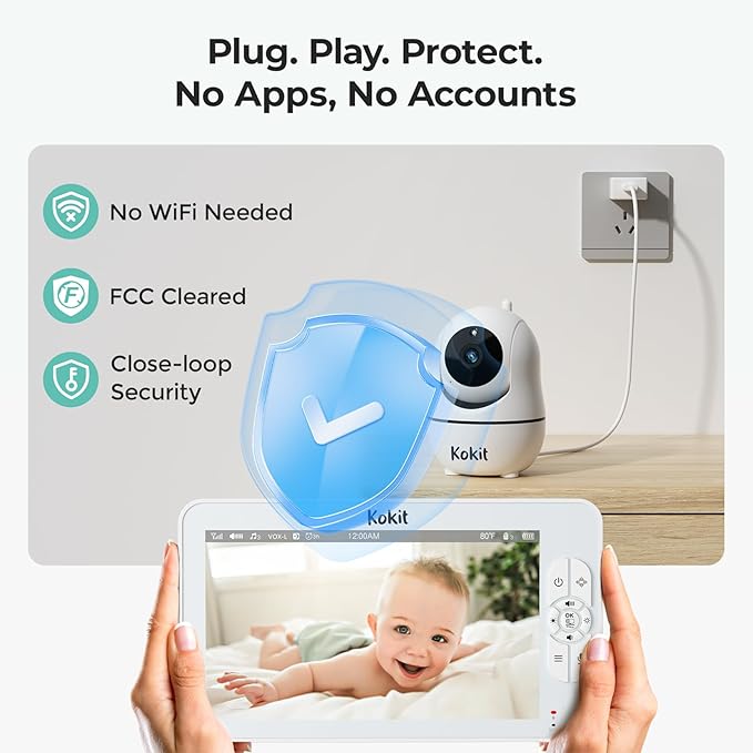 7" 1080P Full HD Split-Screen Baby Monitor,100 Hrs 5000mAh Battery Runs 4 Days with Flexible Bracket,No WiFi Baby Monitor with 2 FHD Cameras Hack-Proof,4X Zoom,2-Way Talk,Temp Alert/Lullabies/VOX