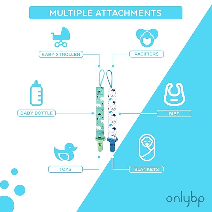 OnlyBP® Set 6 Baby Pacifier Holder Clip - Pacifier Clip for Boys and Girls Fits for Most Pacifiers - Protects Your Baby - Binkie Styles & Baby Teethers & Toys and Gift