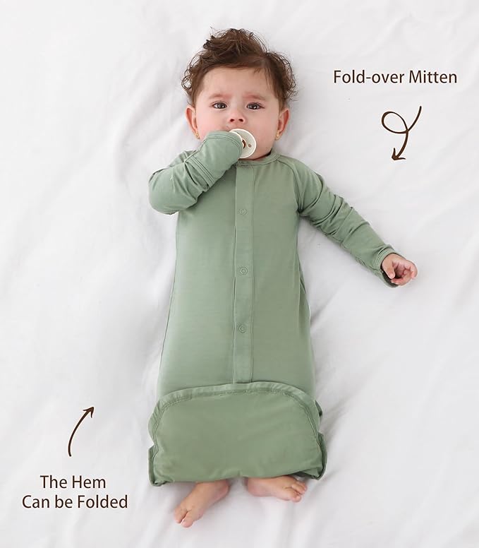 Baby Sleeper Gown Viscose from Bamboo Newborn Nightgowns Unisex Long Sleeve Sleep Sack