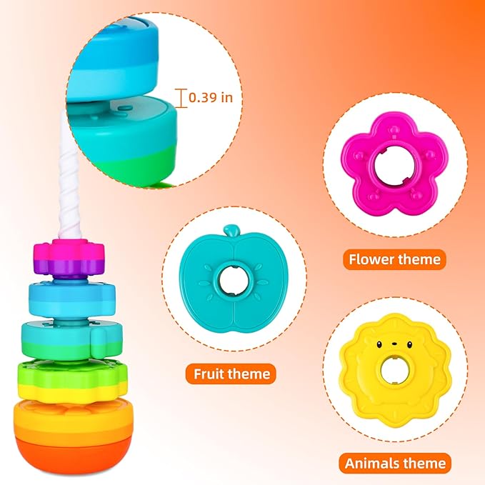 Spinning Stacking Toys for Babies 12+ Month Ring Stacker Stacking for Toddlers 1-3 Montessori Toys,Educational Learning Sensory Toy for Kids Easter Christmas Birthday Present for Baby