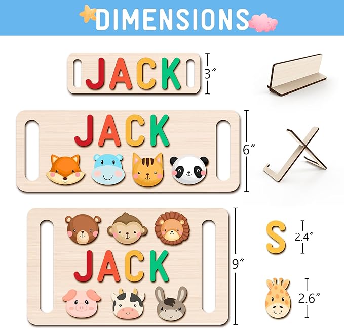 Name Puzzle for Kids Personalized, Custom Baby Name Puzzle, Customized Birthday Gifts for Boys and Girls, Personalized Baby Wooden Learning Toys