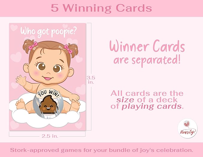 Fun Baby Shower Games for Girls - Poopie Emoji Scratch-Off Lottery Tickets - 50 Cards Hilarious and Engaging Baby Shower Activity