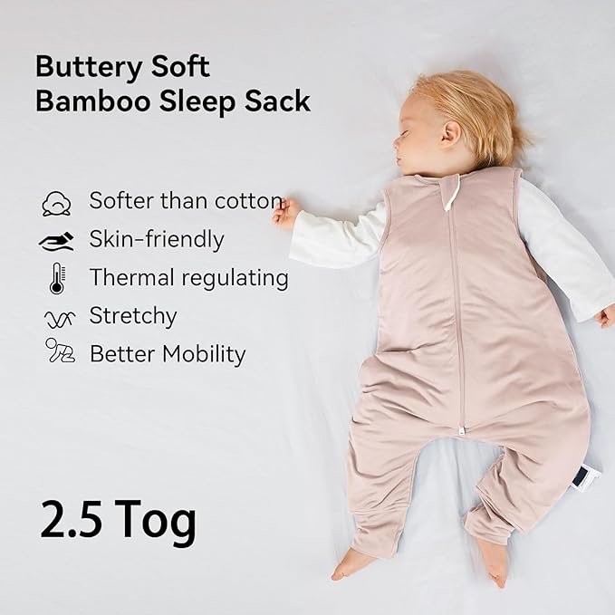 BubblePanda Rayon Made From Bamboo Toddler Sleep Sack with Feet 12-24 Months 2.5 Tog Winter Ultra Soft Warm Baby Sleep Bag Walker 1t-2t Quilted Thick Wearable Blanket with Legs 2-Way Zipper