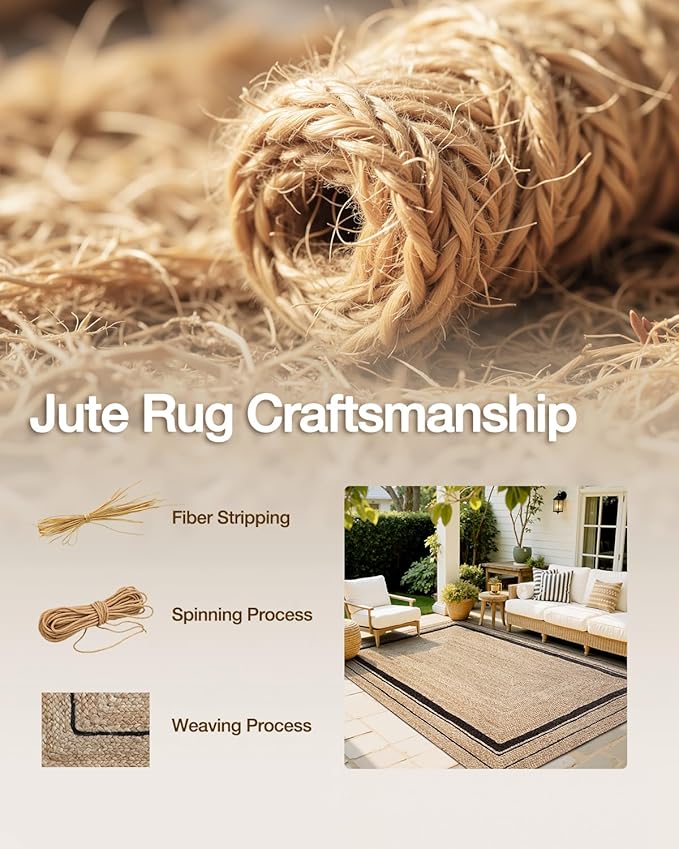 LUMI Jute Area Rug 5x8 for Living Room, Natural Handwoven Rugs Non Slip, Farmhouse Braided Carpets No Shedding for High Traffic, Dining Room, Indoor, Outdoor, Patio