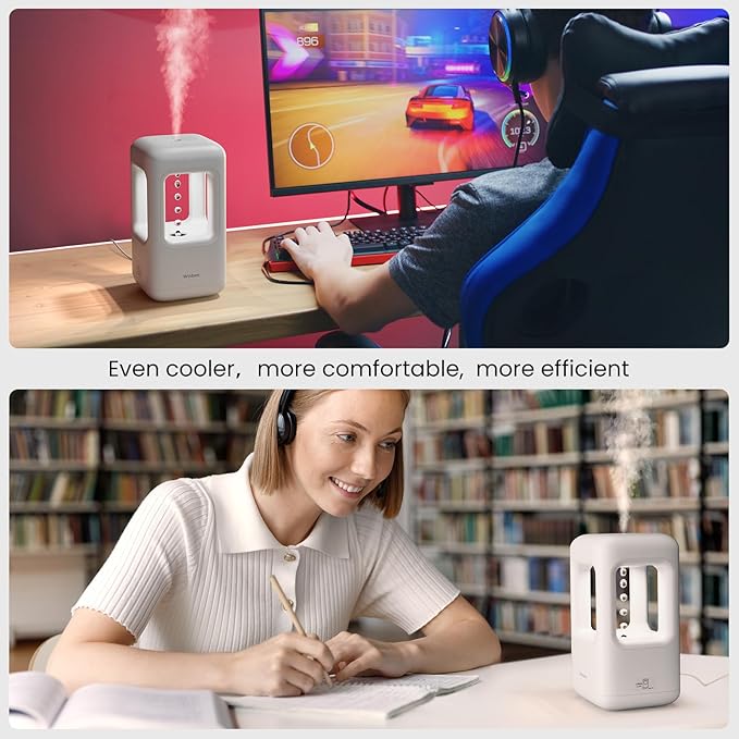 White Mini Plant Humidifier - Portable Desktop Cool Mist for Indoor Plants, Bedroom (0.6L, Auto Shut-Off)