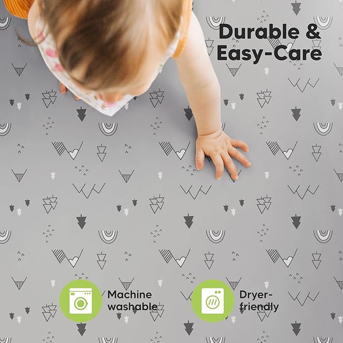 2-Pack Mini Crib Sheets Fitted - 38x26 Pack N Play Sheets for Pack and Play Mattress, Organic Cotton, Soft & Breathable Playard Bedding, Neutral Mini Toddler Bed Cover for Boys, Girls (Woodland)