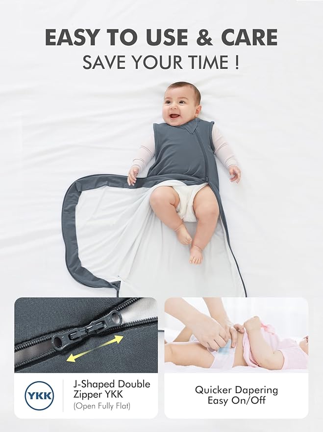 HAPIU Unisex Rayon Made from Bamboo Baby Sleep Sack TOG 0.5, 2-Way Zipper YKK, Wearable Blanket Toddler