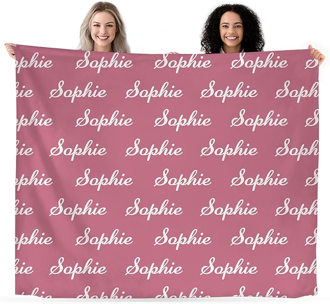 Personalized Baby Name Blanket, Custom Blankets and Throws with Name for Kids Girls Boys, Customized Toddler Blanket Gifts for Christmas Birthday Baby Shower (Name Text)