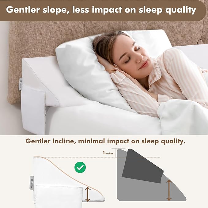 Vekkia Queen Size Bed Wedge Pillow for Headboard, Mattress Gap Filler, Bed Gap Filler to Close The Gap, Triangle Bloster Pillow (0-4.5") Between Your Headboard and Mattress, White