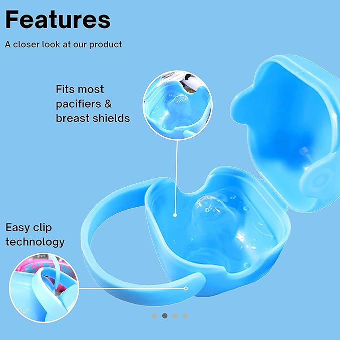 purifyou PurePouch BPA-Free Pacifier and Nipple Shield Cases - Set of 3 Baby Blue | Case for Diaper Bag & Stroller | Pacifier Box for Travel | Keeps Baby’s Binkies Clean and Accessible