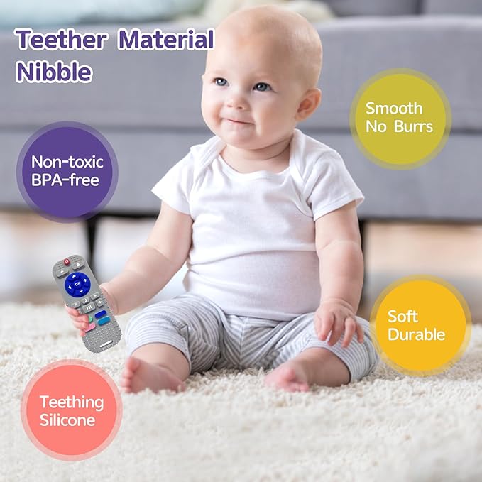 1 Pack Silicone Teethers for Babies 6-12 Months, Teething Toys for Babies 0-6 Months, Remote Teether for Baby, Sensory Toys for Babies,Toddler Infant Girl Boy Gifts