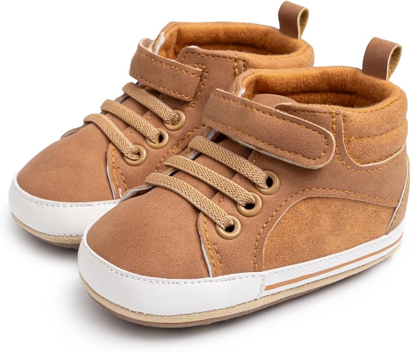 CENCIRILY Baby Boys Girls High Top Sneakers Soft Soles Anti Skid Infant Ankle Shoes Toddler Prewalker First Walking Crib Shoes