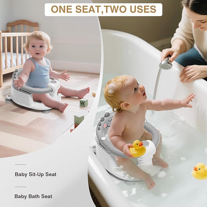 Baby Bath Seat for Babies 5 Months & Up - Non-Slip Bath Seat for Sitting Up with Baby Essentials Kit, Soft Cushion & Compact Design, Toddler Bathtub Seat