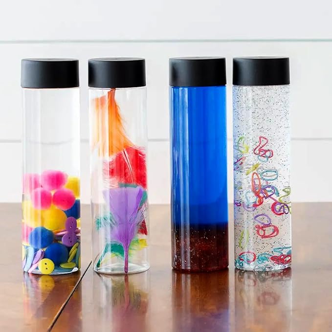 18 PCS 17 Oz Bulk Empty Sensory Bottles, Plastic Juice Bottles with Caps, Reusable Clear Drink Containers, PET Water Bottles for Juice Milk Homemade Beverages