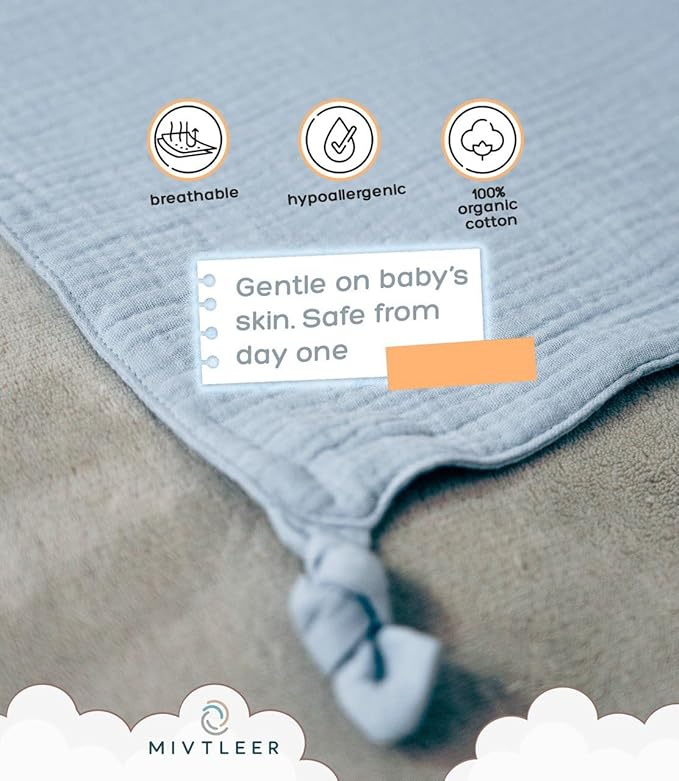 Baby Lovey Blanket β Muslin Security Blanket with Plush Bunny for Newborn Boys or Girls β Soft and Cozy Lovey 24 x 24 inches