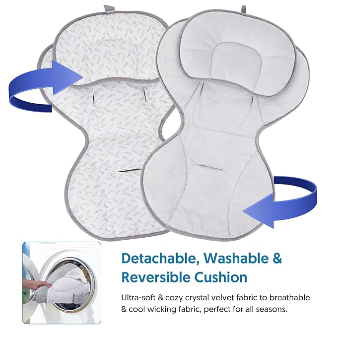 Bluetooth Baby Swing for Infants, Compact & Portable Baby Swing, 3 Seat Positions, 5 Swing Speed, 10 Music, Remote Control, USB Plug-in Power, Reversible Cushion for All Seasons