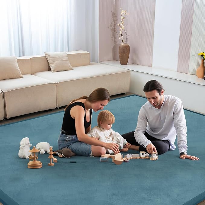 Baby Play Mat 1.2" Thick Memory Foam Nursery Rug Area Rug, 9β2β X 6β7β Yoga Mat Playmat Crawling Mat for Baby,Toddlers, Infants, Kids,Floor Mat Tatami Mat for Living Room with Non-Slip(Green)