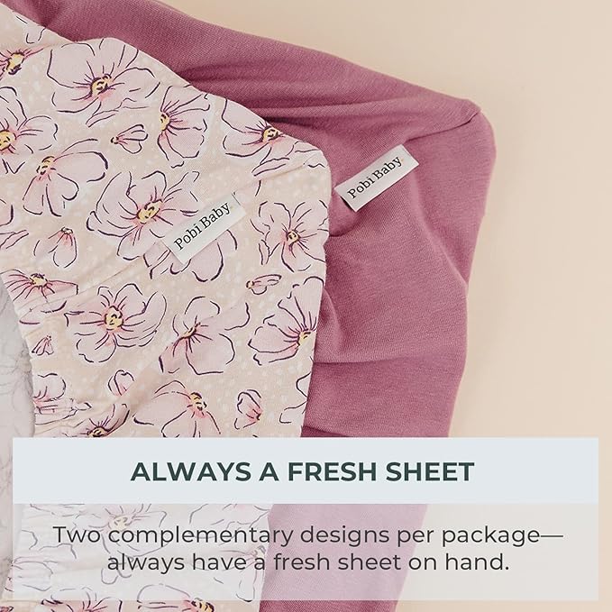 Pobibaby – 2 Pack Premium Changing Pad Covers for Girls, Ultra-Soft Breathable Cotton Diaper Changing Table Covers – Floral Nursery Changing Pad Sheets for Baby Girl (Blossom)