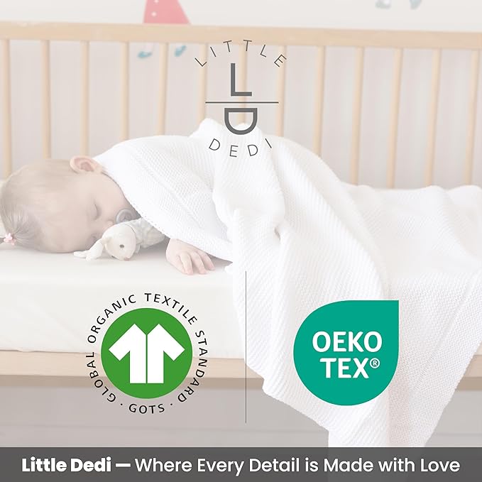 100% Organic Cotton Baby Knitted Blanket with Gift Box - Soft Toddler, Crib, Stroller Blanket - Neutral Swaddle and Receiving Blanket for Newborns, 30"x40", White
