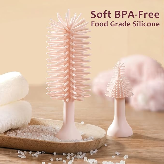Electric Bottle Brush Cleaner, Rechargable Electric Baby Bottle Brush for Travel, Waterproof Cleaner Set with Nipple & Straw Brush(2-Speed Modes, Food-Grade Silicone)