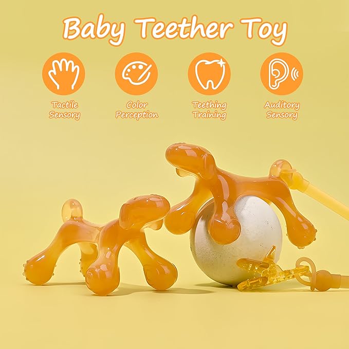 WAJIAYON 2 Pack Amber Oil Baby Teething Toys for Babies 0-6 Months,Silicone Baby teethers for Babies 3-6 Months,Freezer BPA Free Super Soft and Textured 6 to 12 Months,Chew Infant Toys Gift-(Dog)