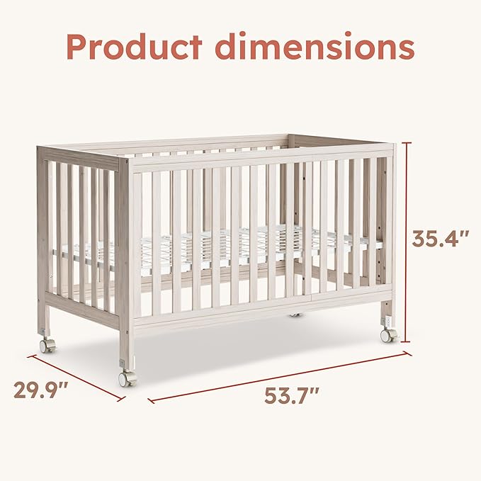 EvoNest Baby Crib, 11 in 1 Convertible Crib with Wheels, 100% New Zealand Wood Growing Bed, 4 Adjustable Mattress Height,Washed Natural