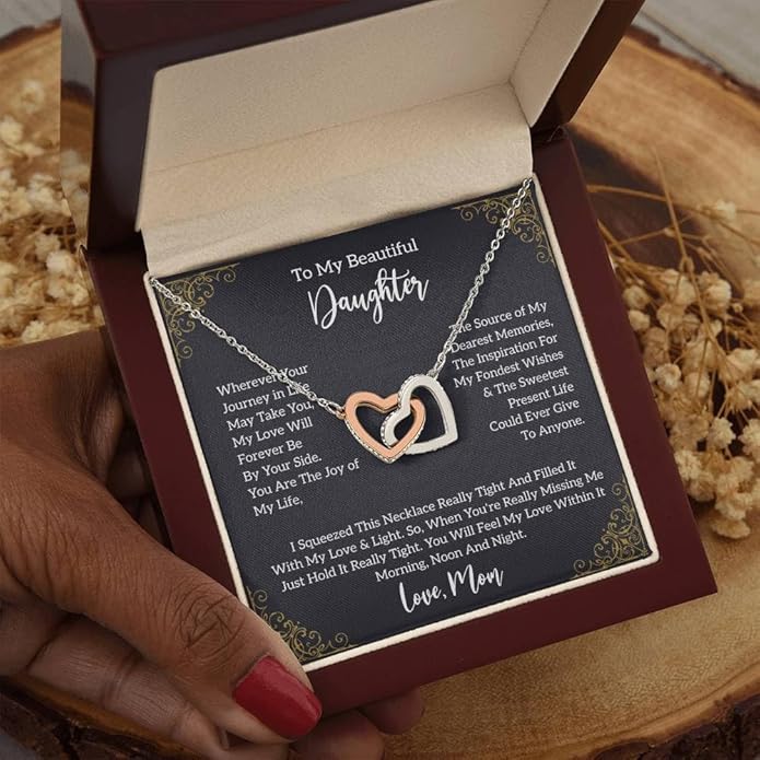 To My Daughter Gift Necklace From Dad or Mom - Badass Daughter Jewelry With Heartfelt Message & Elegant Box