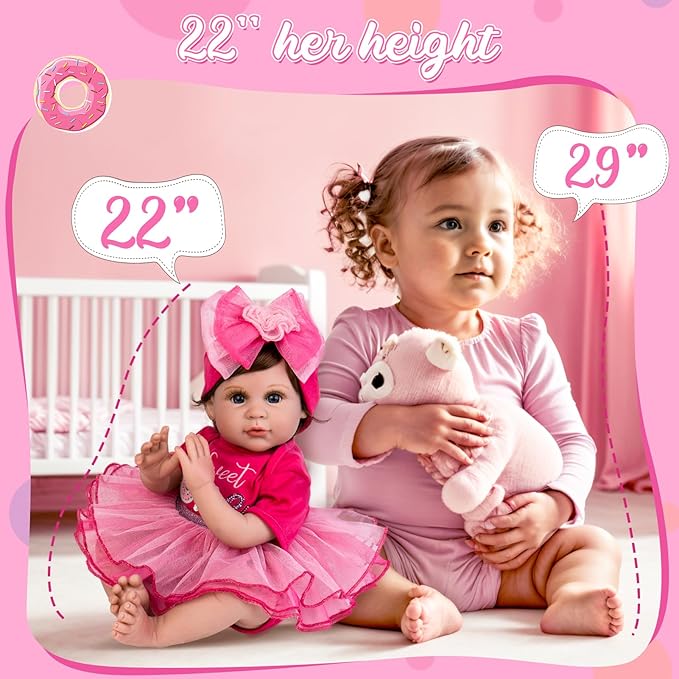 Aori Lifelike Reborn Baby Doll Girl - 22-inch Realistic Newborn Baby Girl Dolls, Gift Set for Kids 3+, Grand-Parents, Pre-Parents