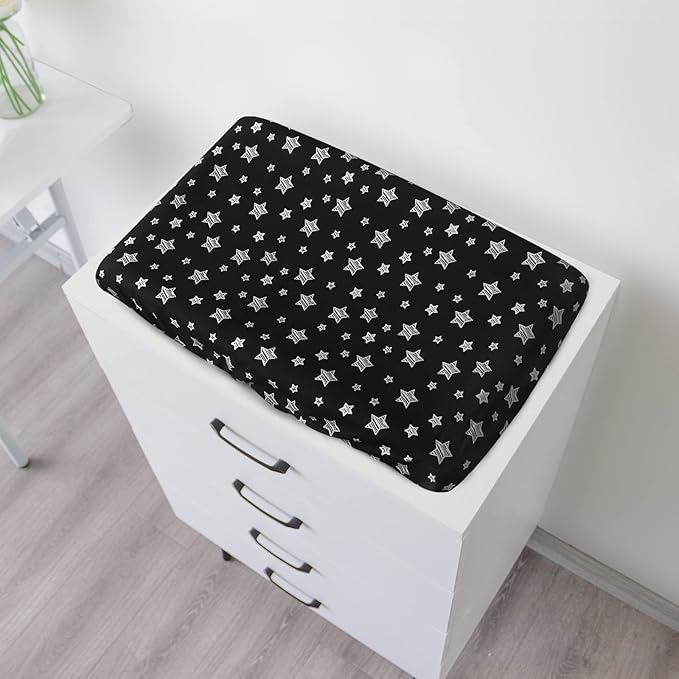 Changing Pad Cover for Boys Girls 2 Pack, Lovely Print Soft Unisex Diaper Change Table Sheets, Fit 32"x16" Contoured Pad, Comfy Cozy 2-Pack Cradle Sheets, Grey & Black