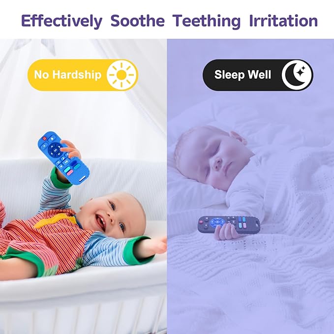 2 Pack Silicone Teethers for Babies 6-12 Months, Teething Toys for Babies 0-6 Months, Remote Teether for Baby, Sensory Toys for Babies,Toddler Infant Girl Boy Gifts