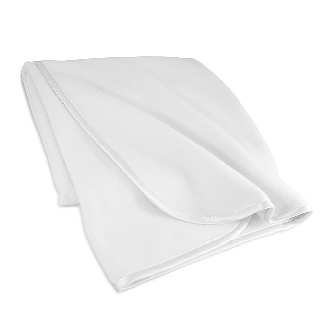American Baby Company 2-Piece Fleece Blanket with Silk-Like Satin Trim set, Soft, Warm & Cozy, Pink and White, 30" x 30" for Boys and Girls, Perfect for Baby Carrier, Stroller, Travel and Gifting