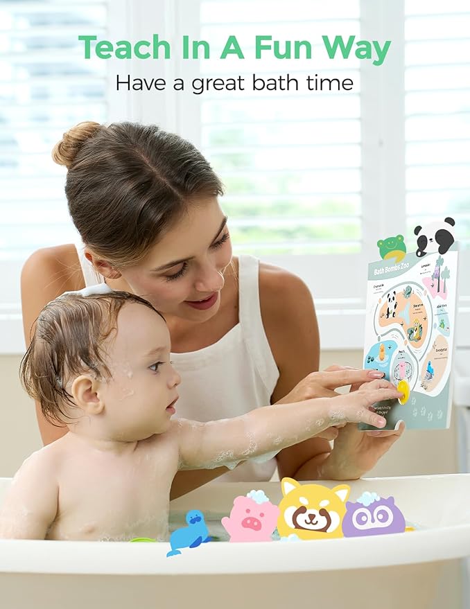 Momcozy Natural Essential Oil Bath Bombs,14 Pcs Bubble Bath Fizzy Balls with Cute Panda Animal Shapes,Bath Bombs Gift Set for Kids Girls Boys Toddler,Ideal Gift for Children's Day,Bath Bomb