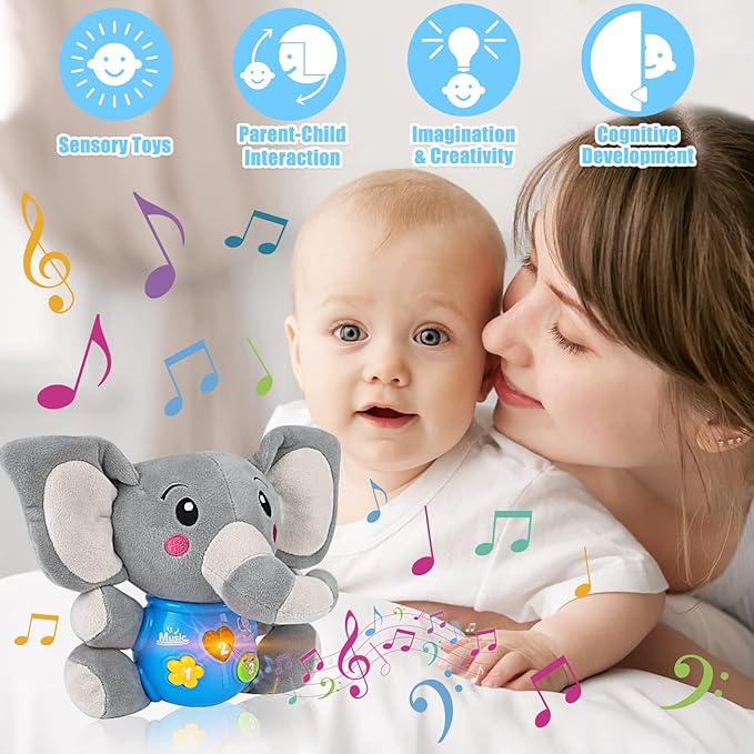 Plush Musical Baby Toys,Cute Elephant Toys for 3-6-12 Months Boys & Girls, Cute Stuffed Animal Infants Baby Toy, Elephant Baby Stuff,Toys for Infants 0-6 Months
