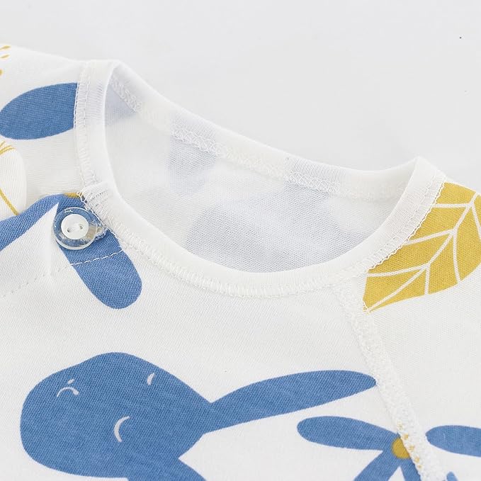 Newborn Side snap Shirts for Baby Girls & Boys, Purcotton Baby Girls & Boys Top Tees with Cute Patterns, 2-Pack
