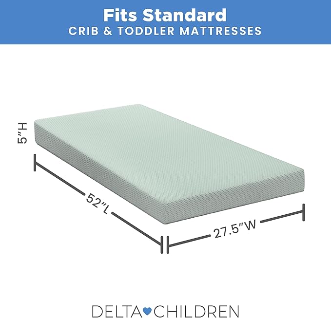 Delta Children Breathable Crib Mattress Pad Cover - Make Every Crib Mattress Breathable - Elastic Edges for Secure, Universal Fit - Machine Washable - 1 Pack, Green
