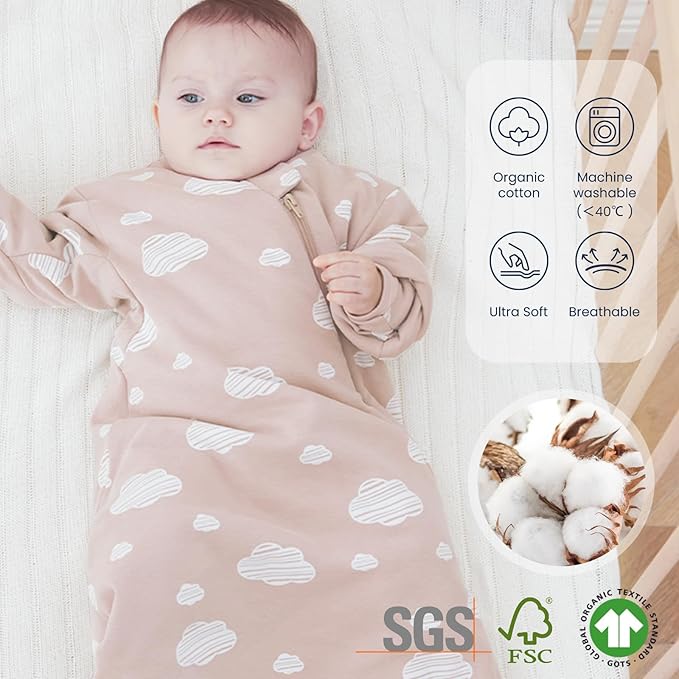 Unisex Sleeping Bag for Babies and Toddlers 1.0 Tog Sleep Sack 18-36Months, Baby Sleep Sack, Newborn Sleep Sack, Wearable Blanket Baby, One Piece with Sleeves, Gifts for Baby, Pink