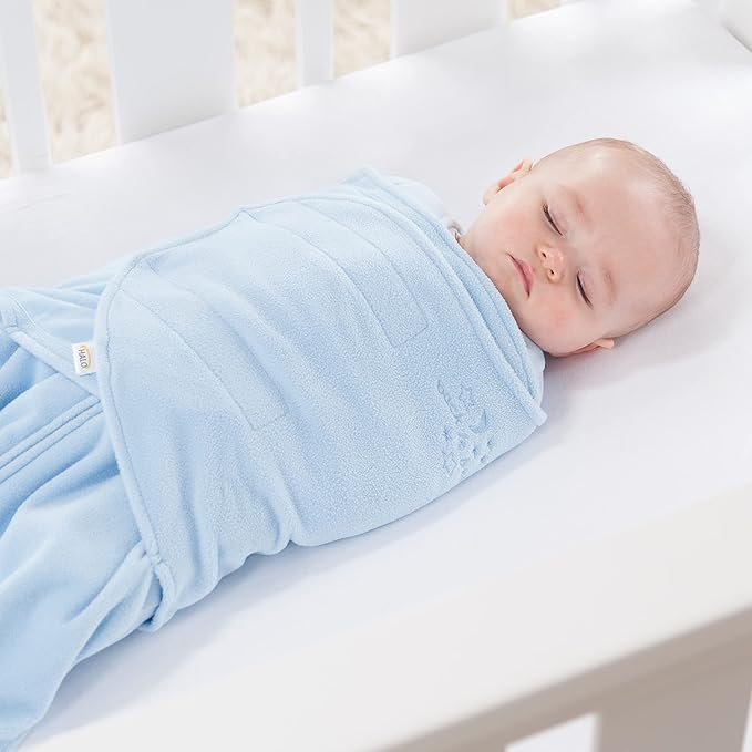 HALO Micro-Fleece Sleepsack Swaddle, 3-Way Adjustable Swaddle Blanket for Newborn and Infants, TOG 3.0 for Cold Climates, Hip Healthy, Baby Blue, Newborn, 0-3 Months